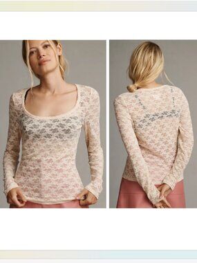 ANTHROPOLOGIE Maeve Lace Long Sleeve Top